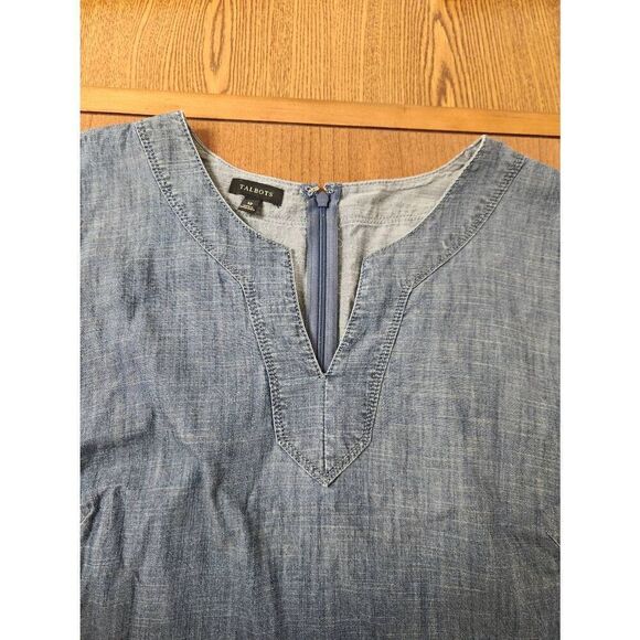 Talbots 12 SLUB DENIM SHIFT DRESS (P) - Picture 4 of 6